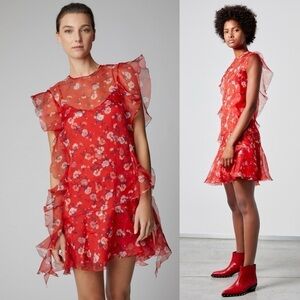 Ermanno Scervino Floral Print Silk Organza Mini Dress